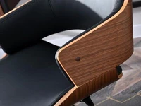 Drewniany fotel biurowy z ekoskóry OSKAR orzechowo czarny - charakterystyczne detale