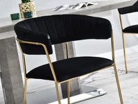 Krzesło MALE CZARNE z weluru glamour ze złotym stelażem - komfortowe siedzisko