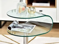 Szklany stolik na chromowanej podstawie RUBY - charakterystyczne detale
