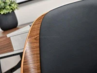 Designerski fotel do biurka drewniany GINA orzechowo czarny - wygodne oparcie