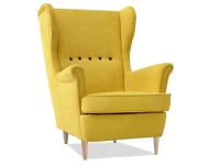 Designerski fotel uszak do salonu MALMO żółty