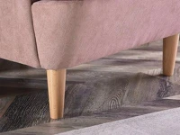 Nowoczesny duży fotel uszak MALMO PUDROWY - DREWNO BUK - drewniana podstawa
