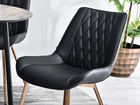 Krzesło skórzane do salonu eko ADEL CZARNE - MIEDŹ - komfortowe siedzisko